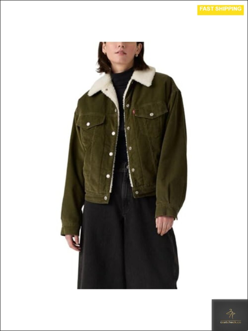 Women's 90s Sherpa Lined Trucker Jacket Cotton Corduroy Fall Cold Weather